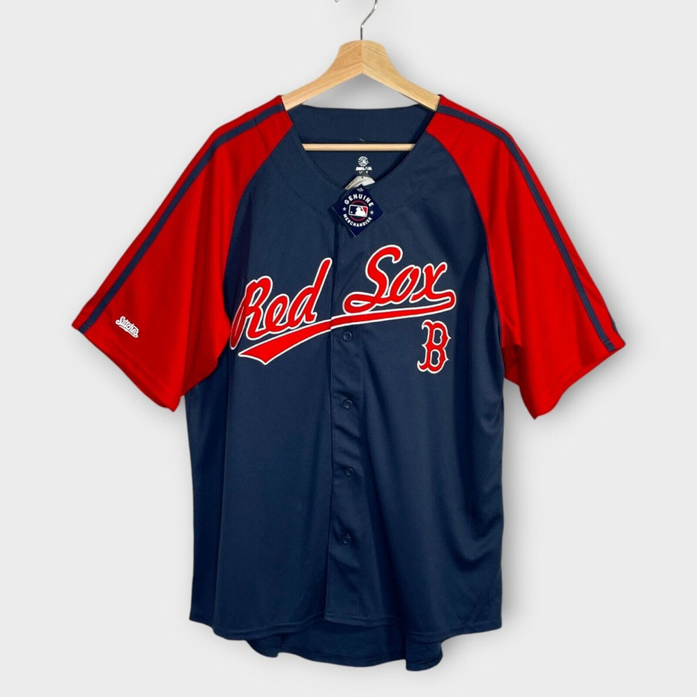 STITCHES Men's MLB Jersey Large Boston Red Sox Button-Down Raglan NWT